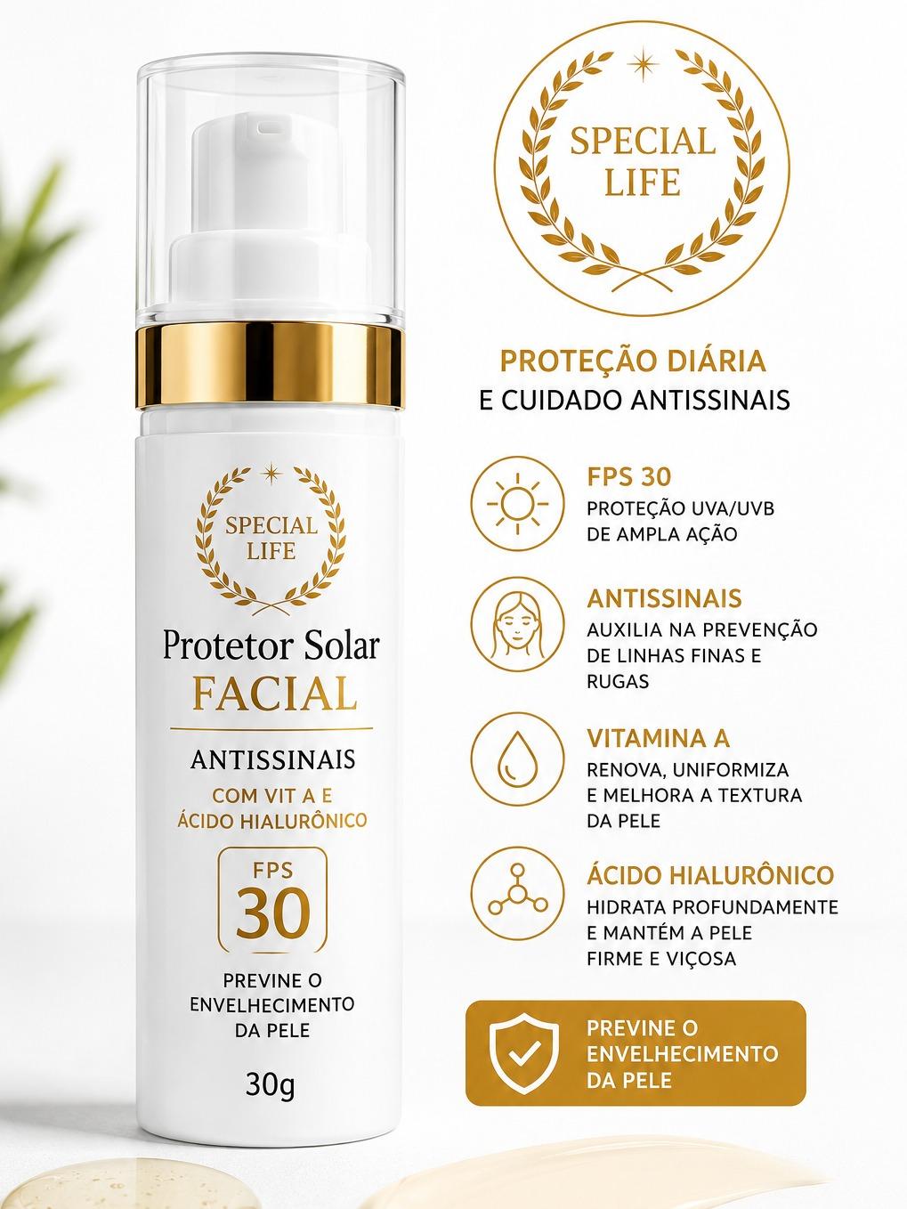 Protetor Solar Facial FPS 30 Proteção UVA UVB