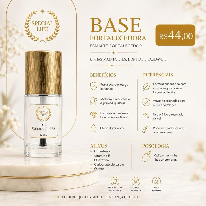 Base Fortalecedora de Unhas | Fortalecimento e Proteção | 12ml